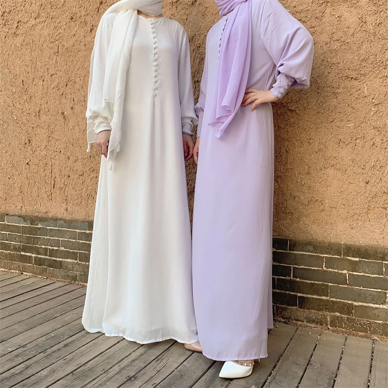 Excellent Pure Color Traditional Muslim Clothing Fabric Ladies Dubai Turkey Simple And Plain Islamic Clothing Muslim Dress