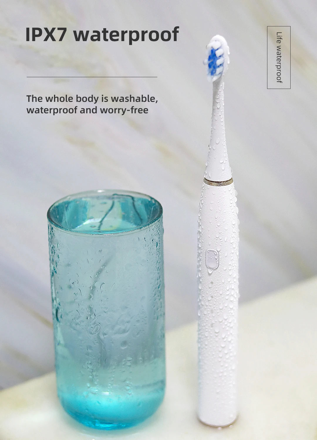 Simple Style Adult 800mAh Rechargeable Sonic Toothbrush Travel Waterproof Electric Toothbrush with Travel Case