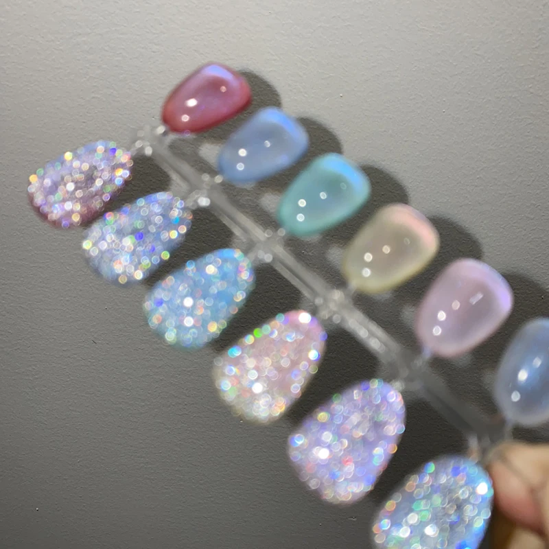 MIUKIULA High persistence Colored Laser Dazzling Diamond Top Coat Gel Nail Polish For Nail Art Custom Logo