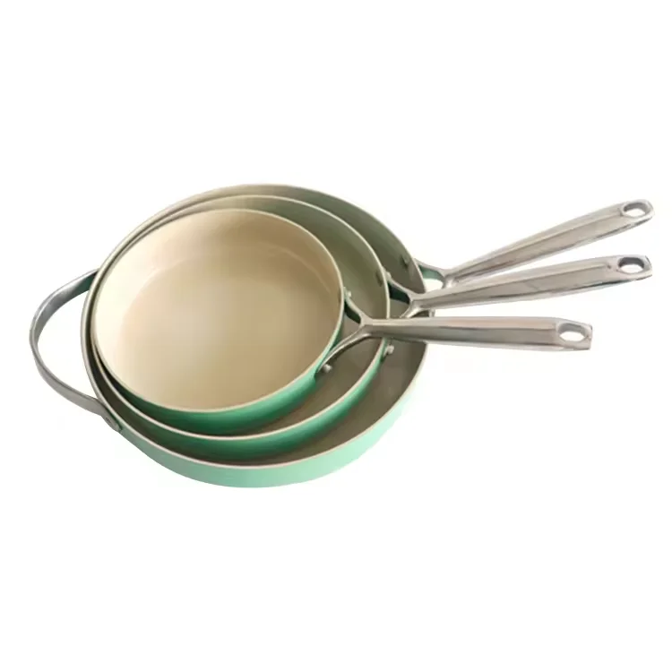 Wholesale Green Color customized Cooking Cookware Milk Pot Stainless Steel Handle Pressed Casserole With Forged Aluminum Cover