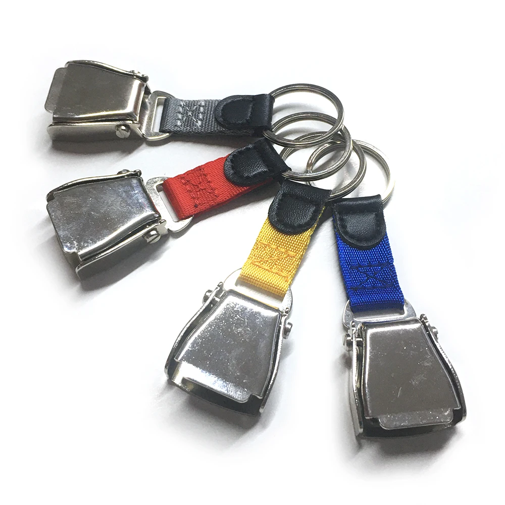 Hot Selling Promotion Custom High Quality Airplane Seat Belt Buckle Metal Keychain Keyring black