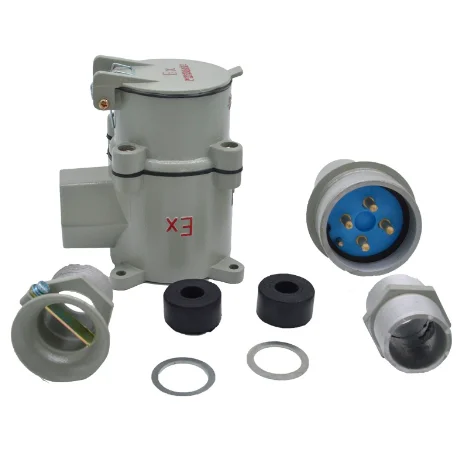 ATEX IP65 AC 16A 32A AC220V 380V Explosion Proof Plug Socket 3pin 4pin 5pin 3P+N Vertically Deflectedly Plugged Type