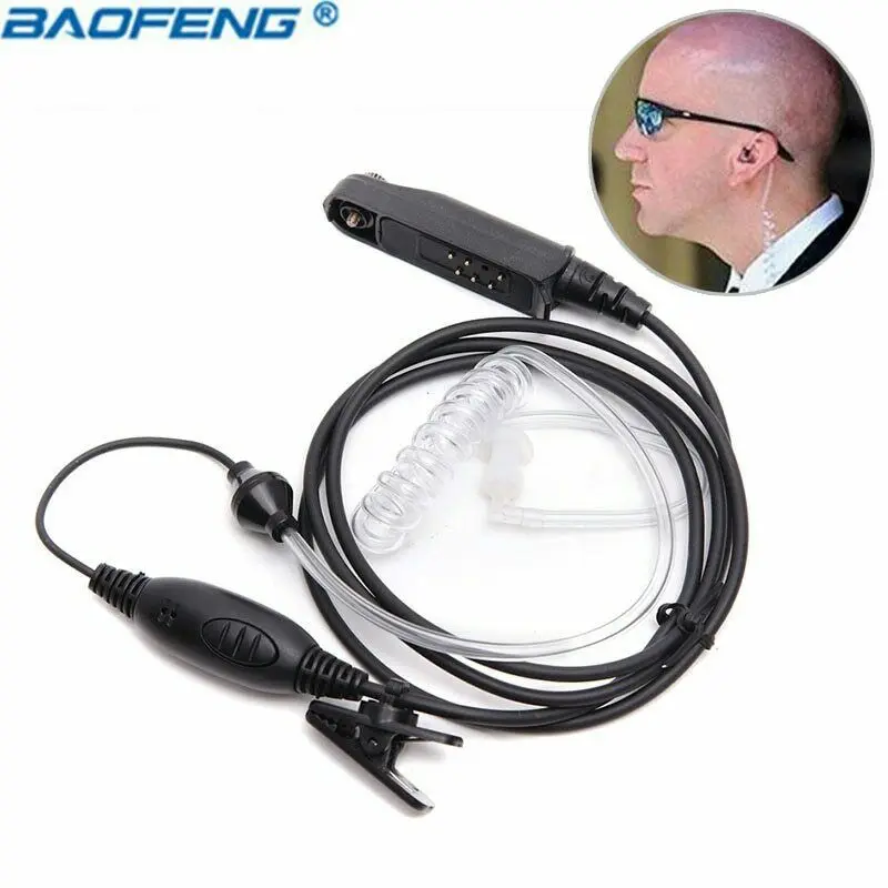 Walkie Talkie Waterproof Headset 2 Pin Covert Acoustic Tube Earphone Headset Radio Earpiece with Mic for Baofeng UV-9R Plus