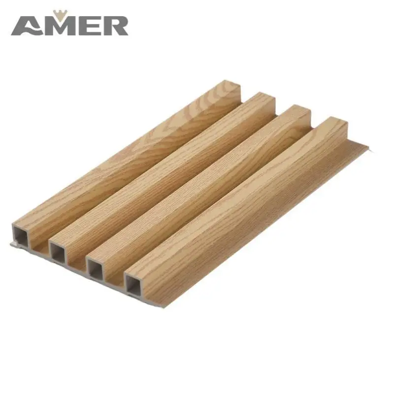 Amer Factory Price Mediterranean Style Babies And Kids Indoor Wpc Fluted Wood Interior Wall Panel
