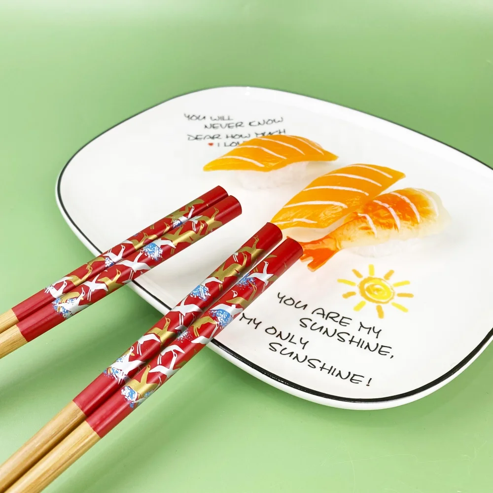 Customized Premium Wooden Box Gift Set Exquisite Flying Crane Chopsticks and Chopstick Rest Gift Box