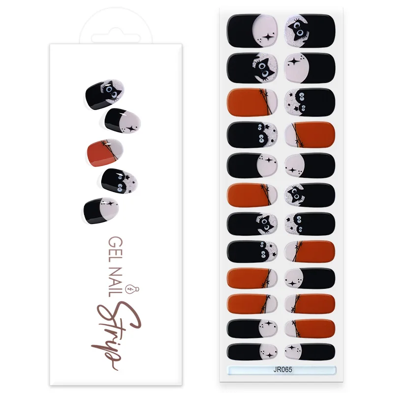 Semi Cured Halloween Gel Nail Sticker Christmas Design Gel Nail Stickers Non Toxic Gel Nail Set
