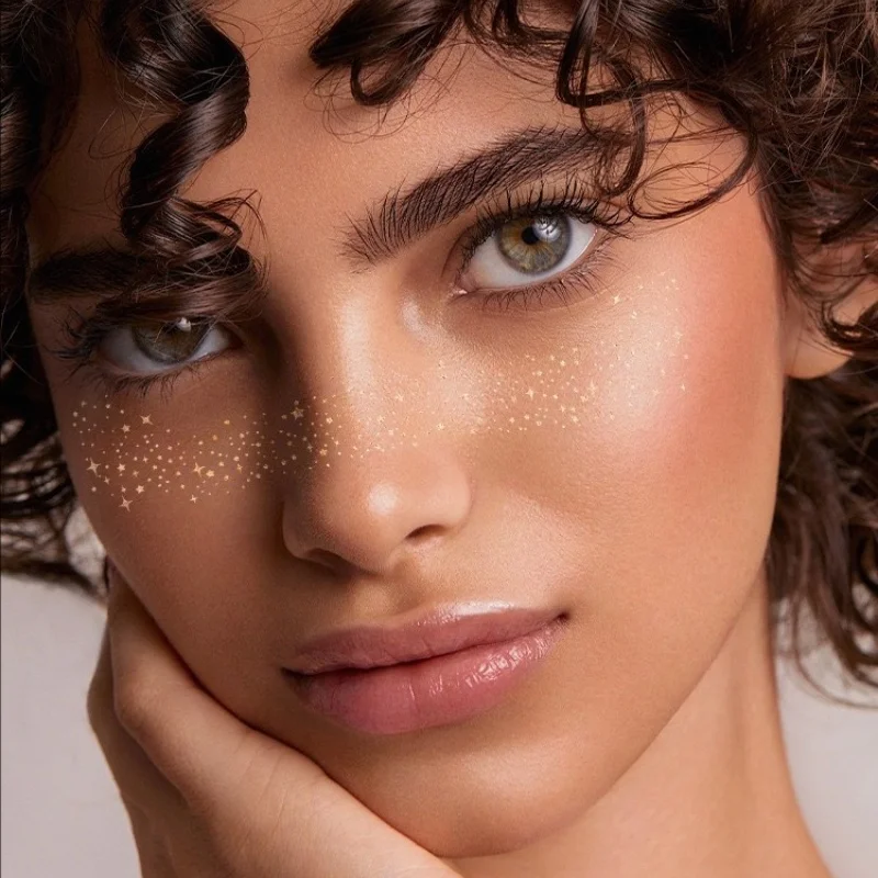 Gold Glitter Freckles Makeup Patches Temporary Glitter Freckle Face Tattoo Sticker Decor Body Art Printed Paper Material