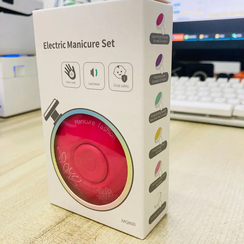 New born 6 Grinding Heads Multiple styles Low Noise Care Safe Electrical Baby Nail Trimmer Kit Set Baby Nail File with LED Light