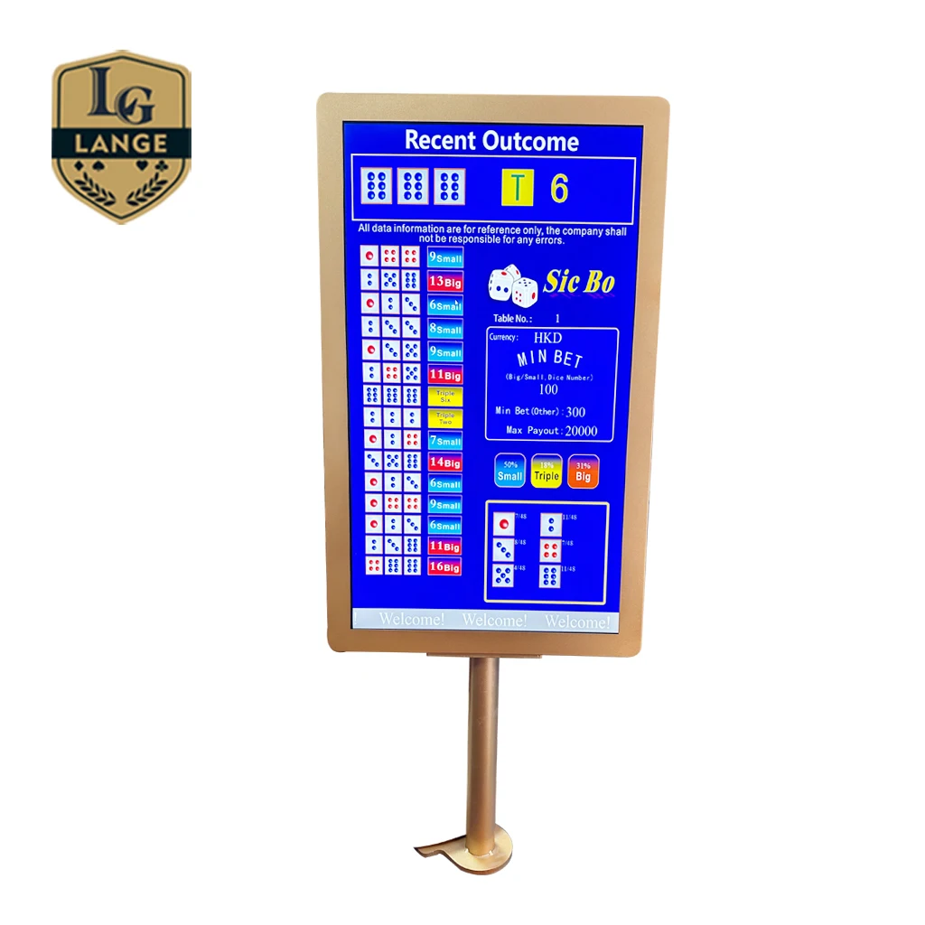 Casino Custom Craps Monitor English Scoreboard LCD Screen Double Sides Sicbo Display