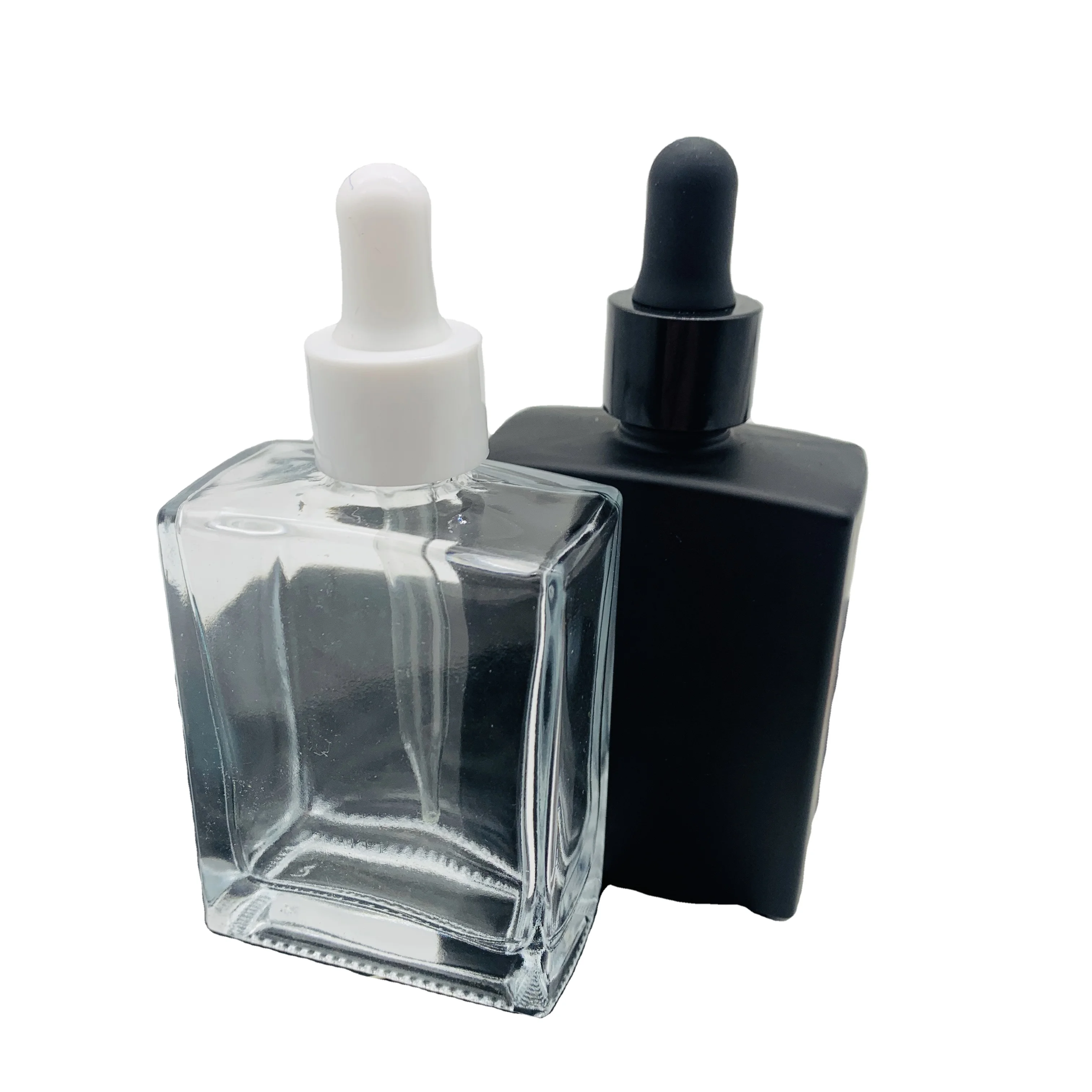 30ml 50ml Square Amber Cosmetic Packaging Fancy Essential Oil Glass Dropper Bottles serum bottles