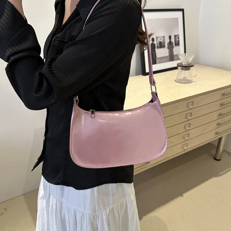 wholesale new fashion women leather PU purse pink handbag with single shoulder handle