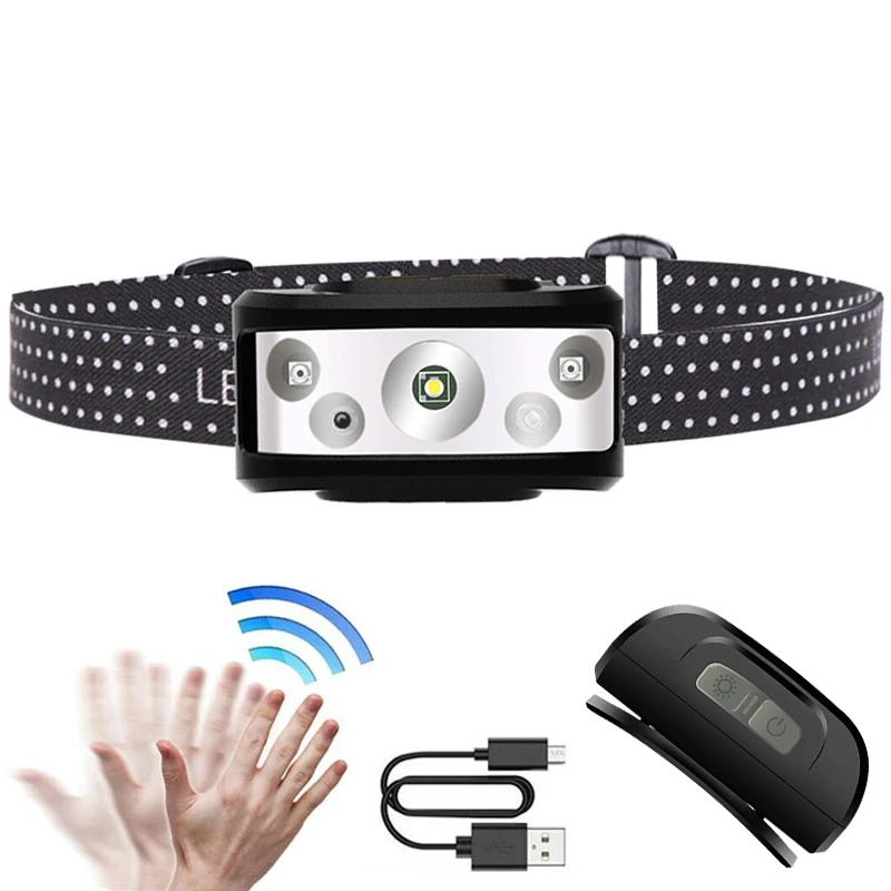 Powerful Smart Sensor headlamp red LED rechargeable Mini Sport head lamp Night running Torch Head light Adventuridge equipment