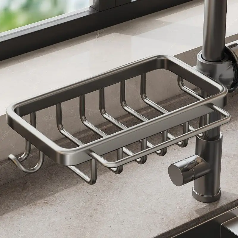 Multifunctional Metal Rack for Kitchen Faucet Storage Rack Design Sink Household Drain Basket Cloth Storage Corner