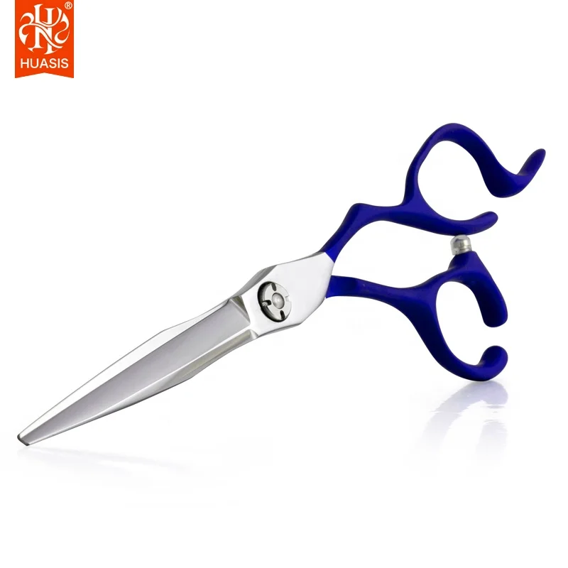 China wholesale 6-inch blue stainless steel sword type double-sided hairdressing scissors