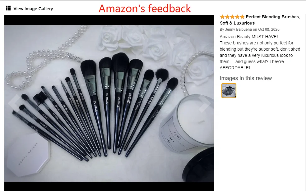 BS-MALL Black Makeup Brushes Kits 16PCS Unique Wooden Handle Custom Made Makeup Cosmetic Brushes Private Label