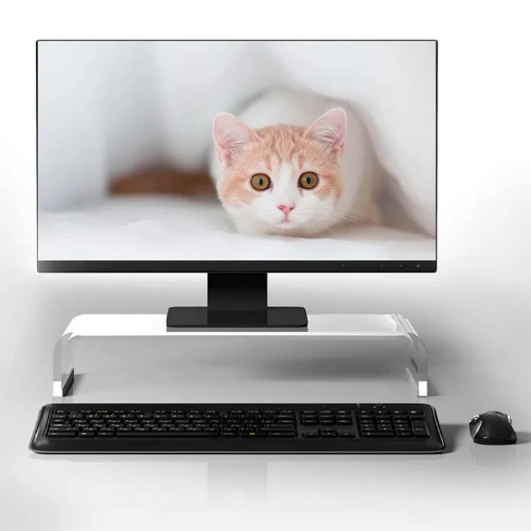 Spring Sign Clear Acrylic Desk Monitor Display Riser Stand with Drawer