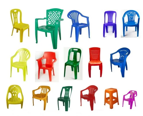 Haichen high-precision 530-ton injection molding machine is used to produce plastic chairs and stools made of PP, PC, and ABS.