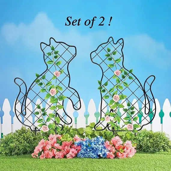YJL wholesale Iron cat stakes  Metal Outdoor animal cat hollow out  Decoration metal art silhouettes home Decoration