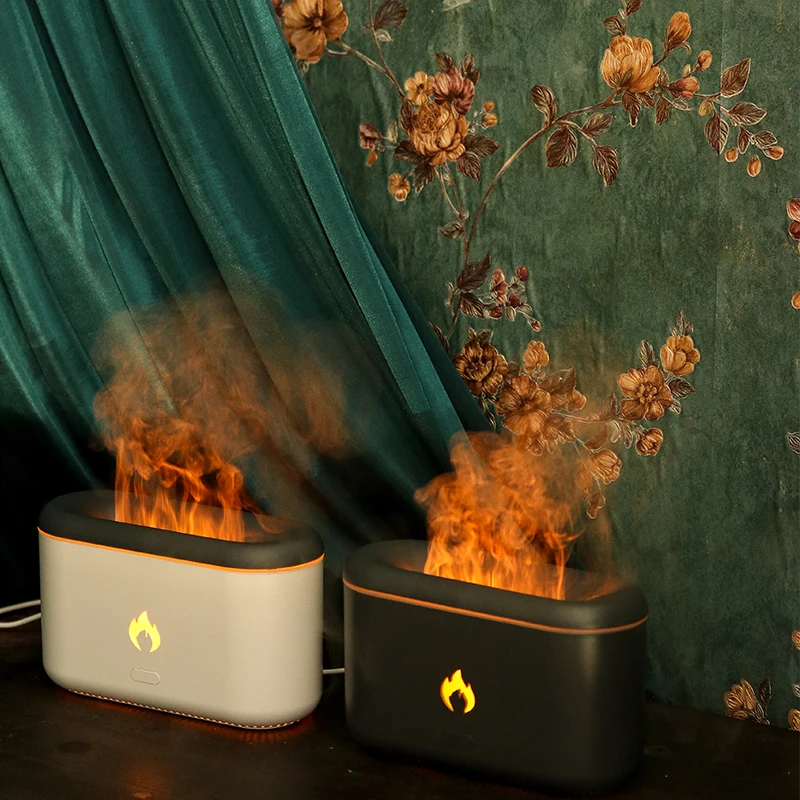 Эфирные масла Аромат Ультразвуковой туман Led Simulation 3D Blue Fire Flame Увлажнители воздуха Ароматические