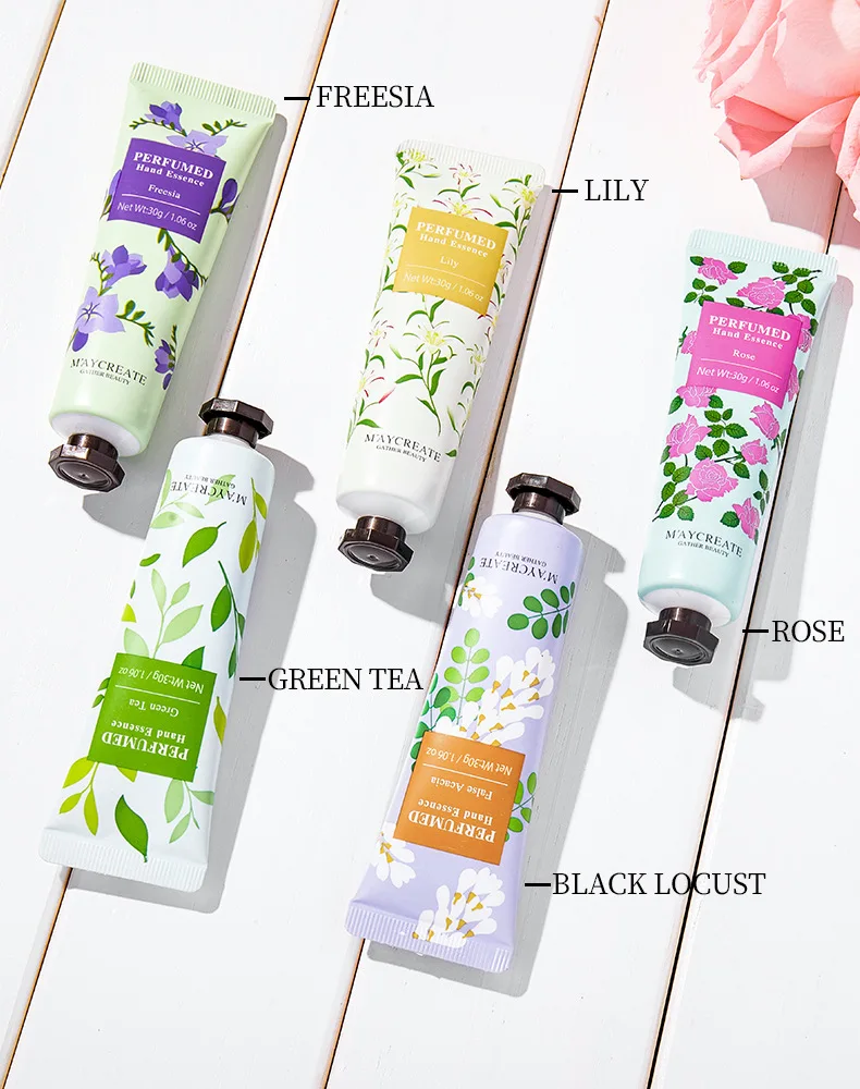  Hot Selling High Quality 30g Natural Anti Aging Peach Rose Shea Butter Lily Moisturizing Hand Cream for Dry