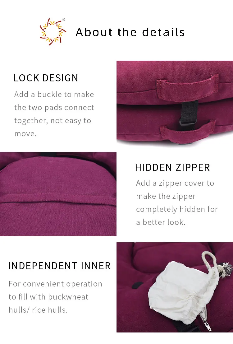 Yuexiu New design Meditation Cushion with Buckwheat Husk Square Meditation Pillow Floor Seat Set Japanese Tatami Mat