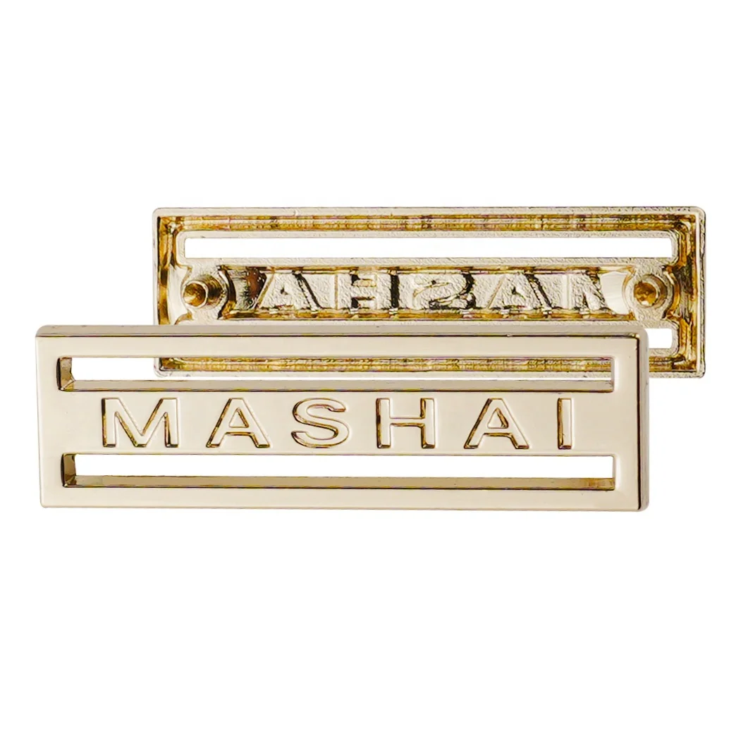JinYi Hardware Factory Custom Brand Logo Design Zinc Alloy Decorative Metal Label for Clothing