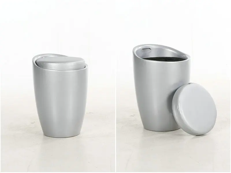 Black ABS plastic round base kids chair Ottoman Storage bin for Laundry