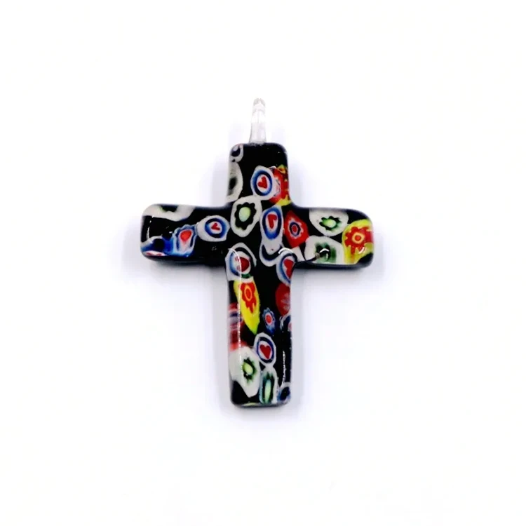 Classical Modern Design Christian Crucifix Cross Shaped Lampwork Murano Glass Pendant