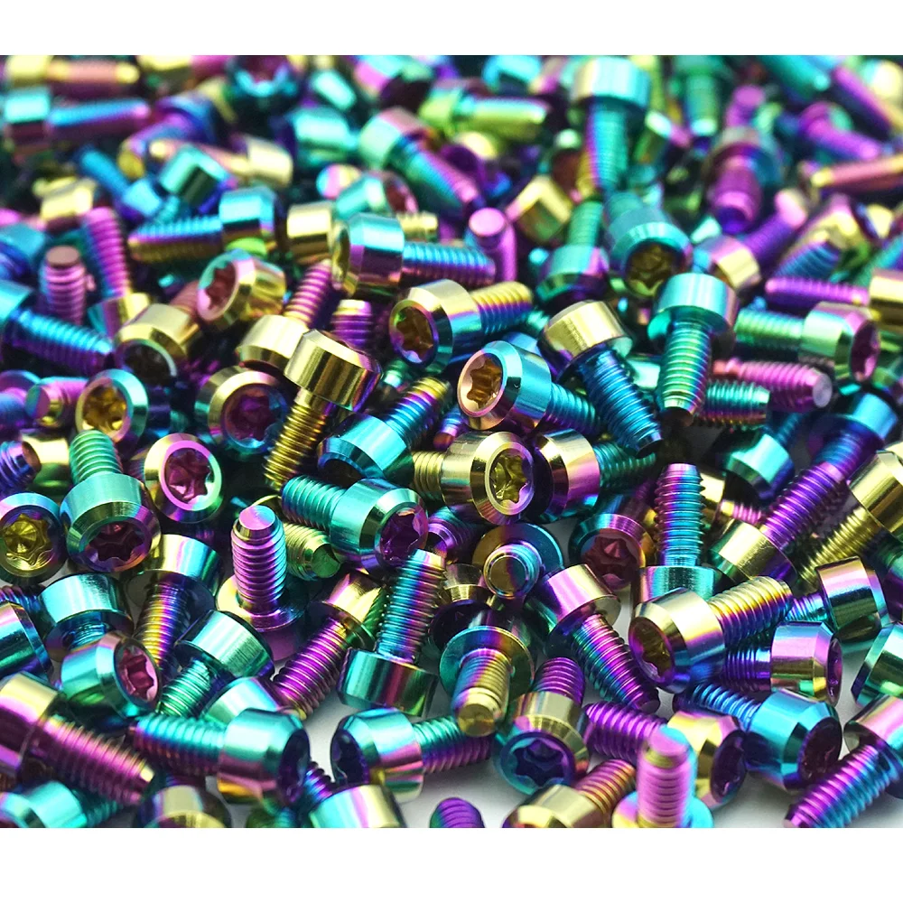 Processing M6 M8 automobile exhaust manifold stud nut gasket assembly color blue titanium color automobile bolt