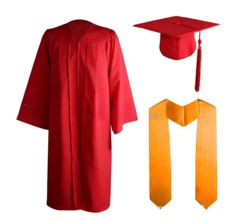 gold graduation gown black adult university ceremony classic graduation hat and gown School uniform Wholesale graduation gowns