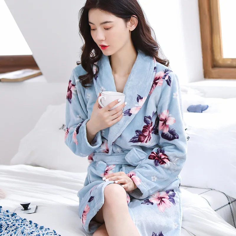 
Womens Fleece Bathrobe - Shawl Collar Soft Plush Robe Spa Robe 