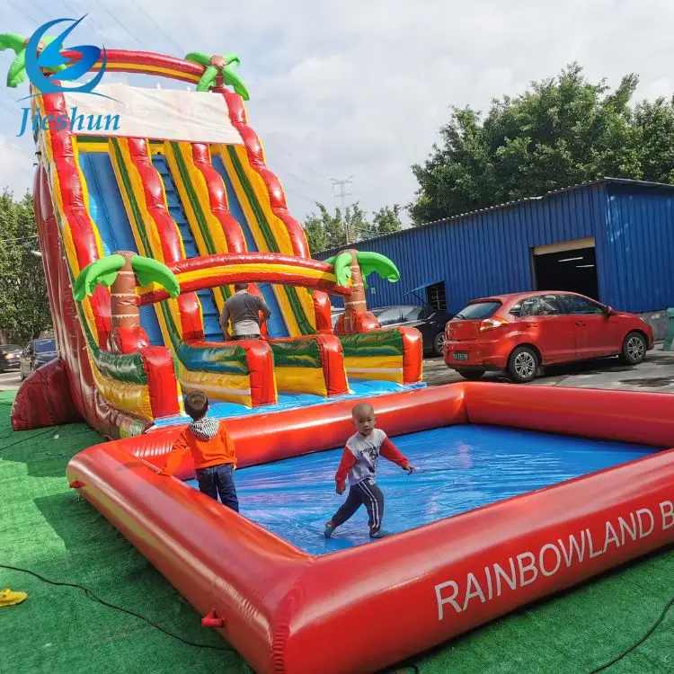 commercial grade water slide Ship dual lane inflatable slide bounce house with large pool for kids party rental equipment