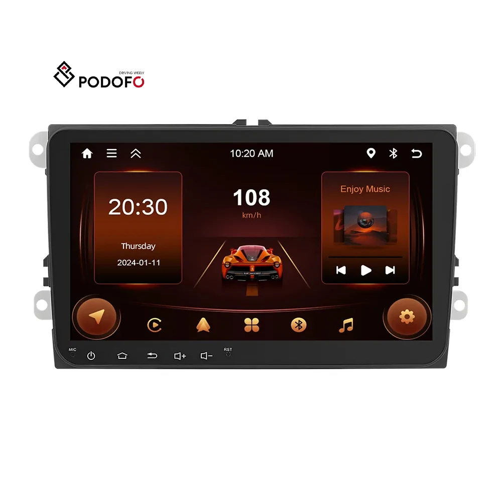 Podofo 9' Android Car Radio 1+32G/2+64G CarPlay Android Auto Car Stereo with GPS WIFI FM RDS For VW/Skoda/Seat/Passat/Golf