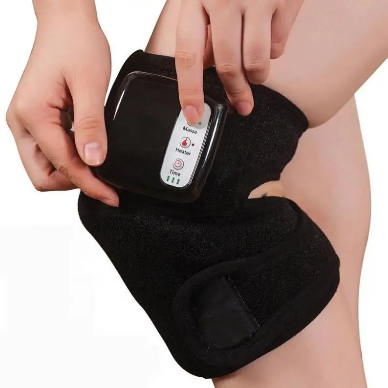 
Electric Far Infrared Heating Vibration Knee Brace Arthritis Massager Black Color Box Massage Belt Leg One Size 