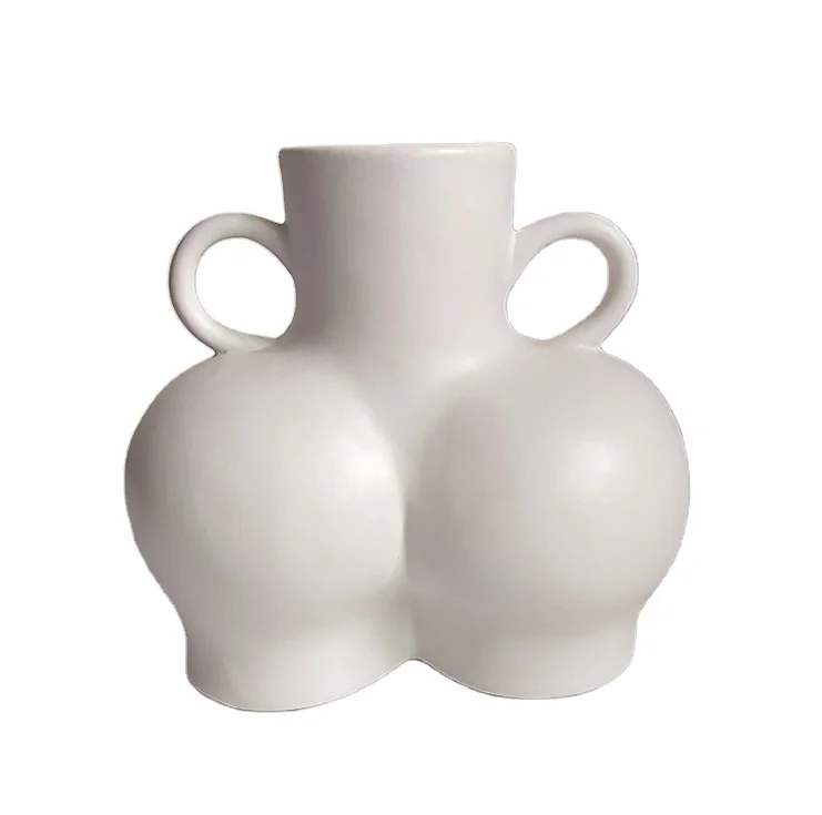
Ceramic Vase Body Plastic Art Vase Nordic Home Decoration Ceramic Vase White Flower Set 