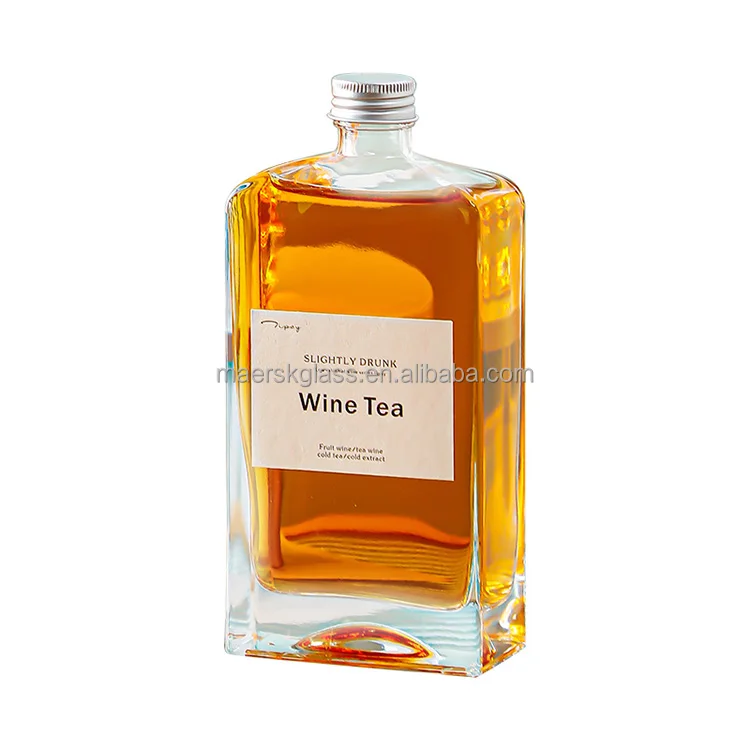Hot Sale 250ml 375ml 500ml Empty Square Beverage Gin Whisky Vodka Wine Spirit Liquor Glass Bottle with Cap