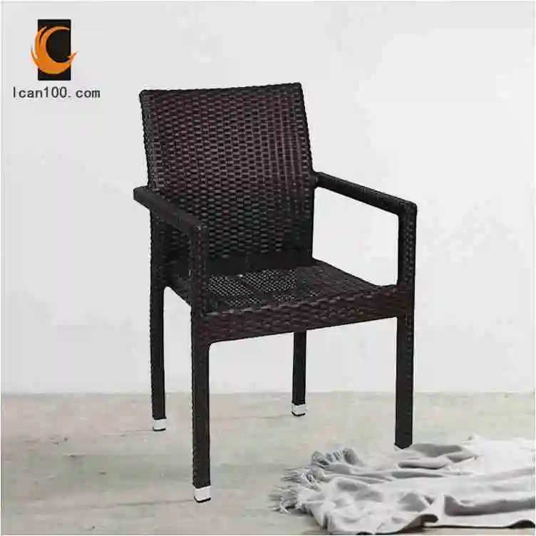 Aluminum Outdoor Garden Armchair Plastic Rattan Wicker Chair Outdoor Cafe Chair Coffee Shop Chair