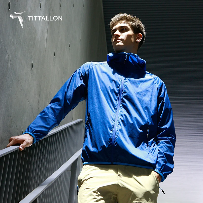 
OEM men climbing waterproof quick-dry light weight windbreak thin hooded jacket windproof overcoat 