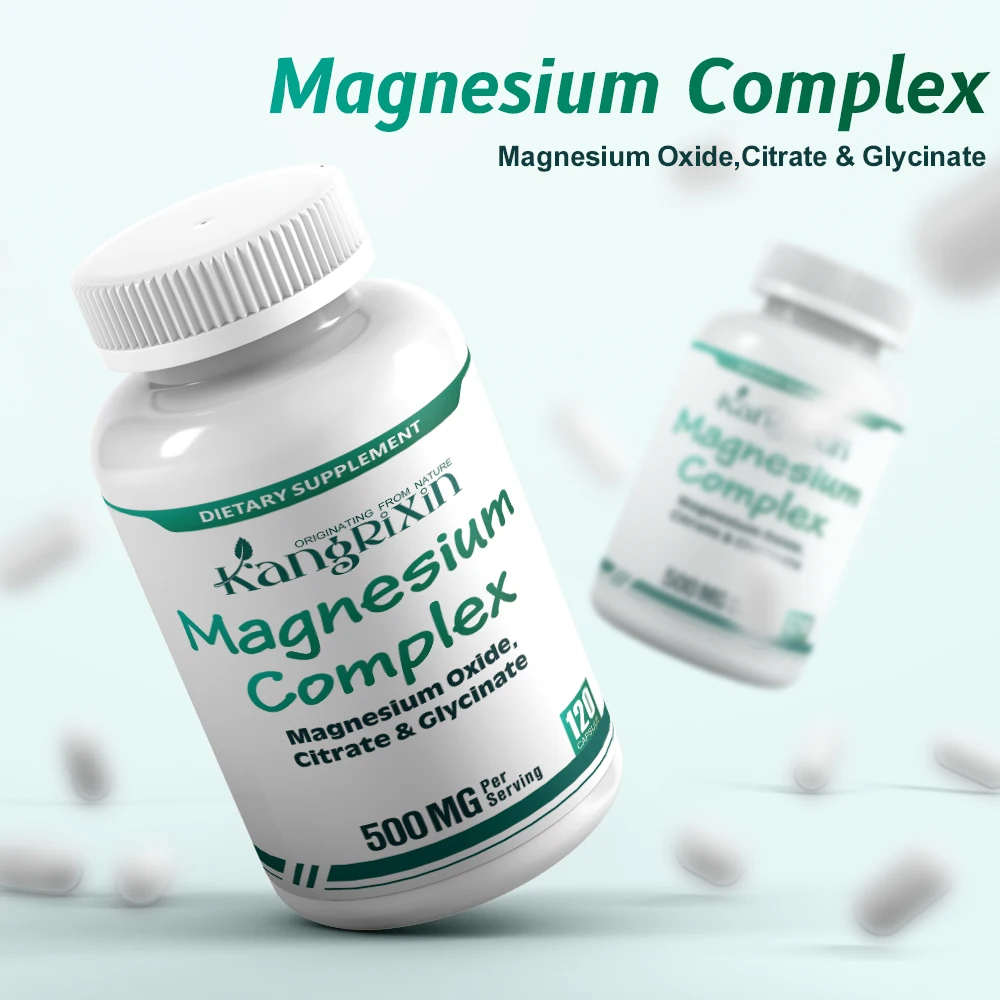 OEM private label 500 mg magnesium complex magnesium supplement 60 capsules of magnesium glycinate and citric acid.