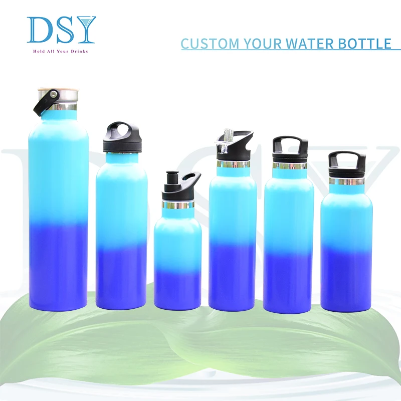 Wholesales stainless steel colorful sports gym tumbler camping water bottle with kinds of lids 350ml 500ml 750ml 1000ml 1500ml