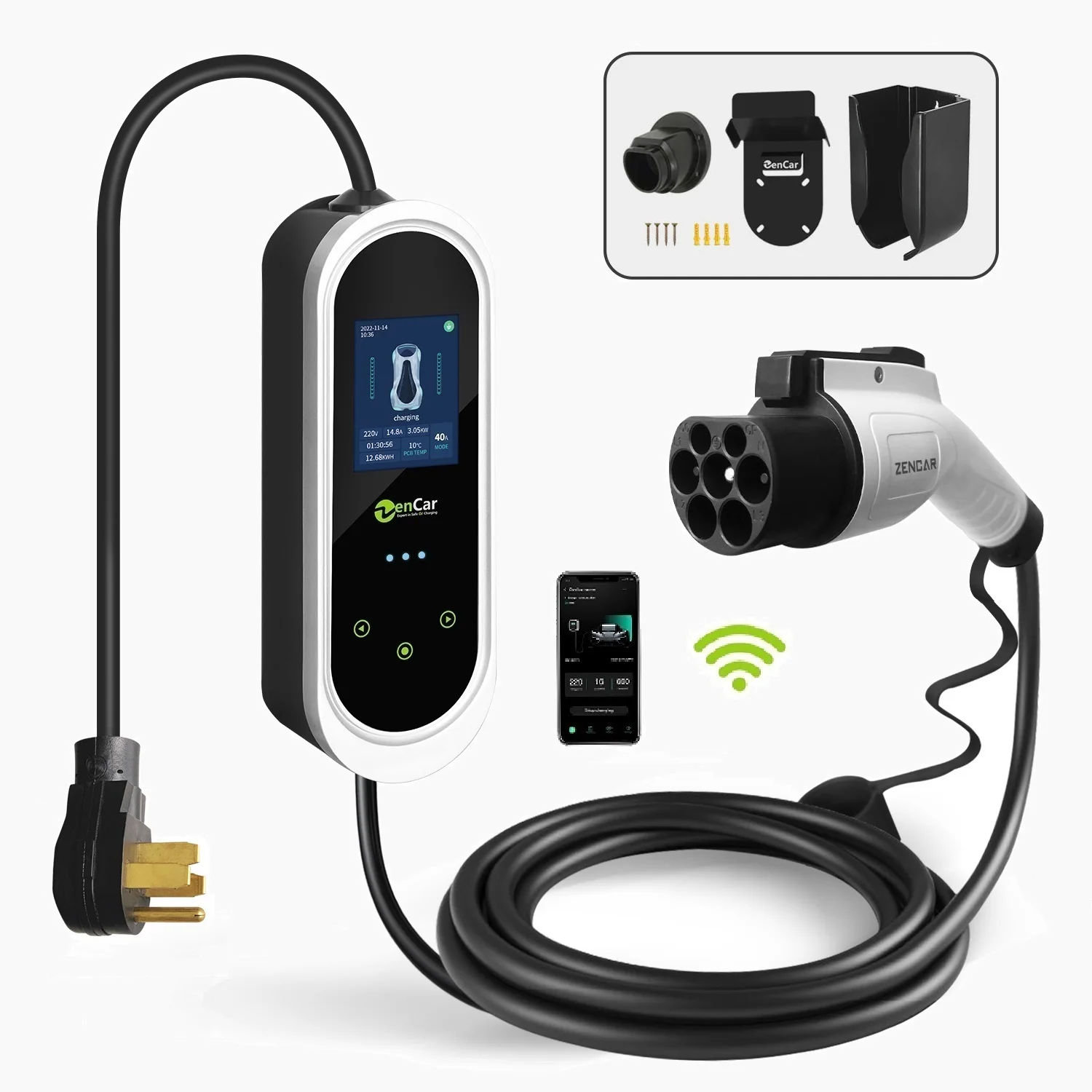 Nema 14-50 Ev Charger 32A 7.2KW Level 2 Zencar Evse Portable EV Charging Type B Rcd Waterproof