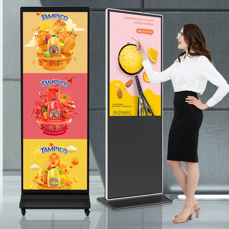 New Elegant 55 Inch Indoor Floor Standing Digital Signage and Display Wifi Lcd Screen Totem Kiosks Advertising Playing Equipment