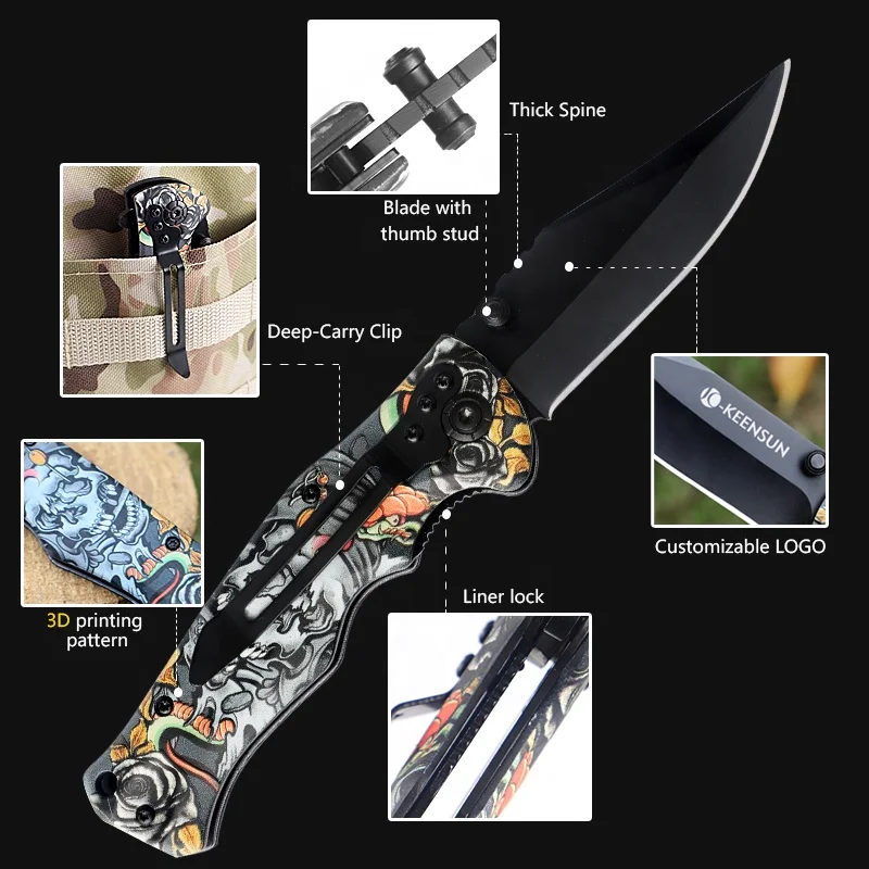 Good selling 3Cr13 stainless steel blade folding knife tactical samples camping  survival tools hunting outdoor knife for sale