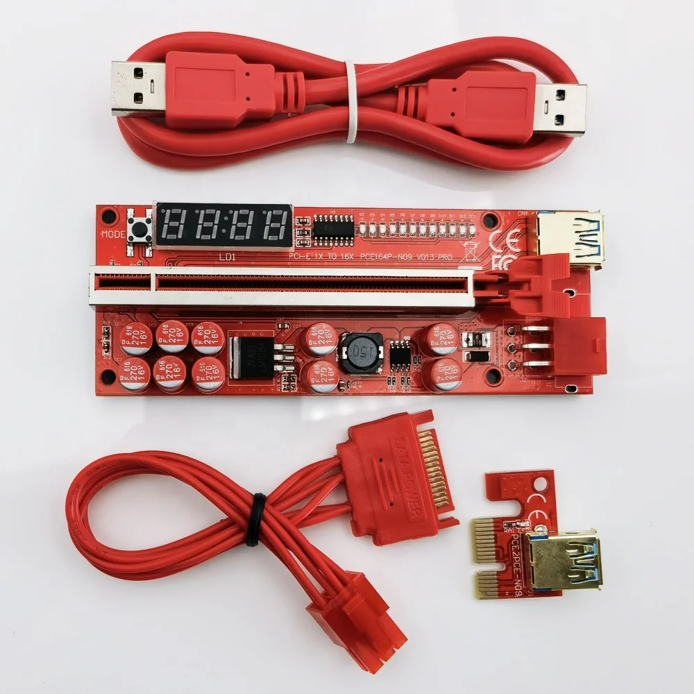 2022 Новый PCIE RISER VB 013 pro V013opcie 1X до 16X графический процессор, карта расширения с индикатором температуры, расширитель светодиодов, PCI Express Adapter