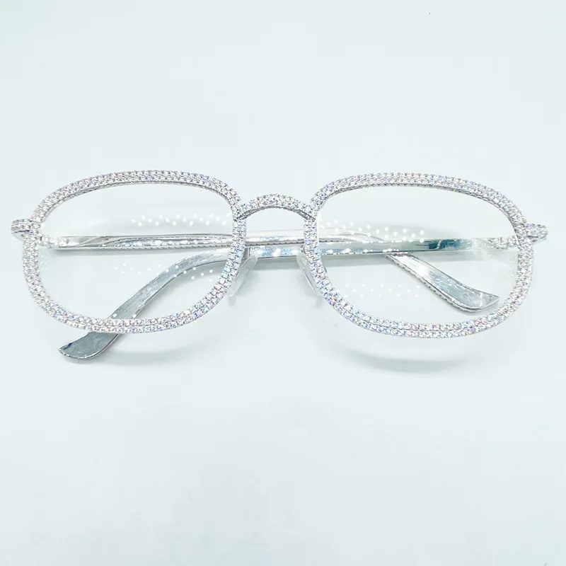 Pass Diamond Tester Luxury Diamond Cut Glasses VVS Moissanite Diamond Iced Out Glasses For Men Women