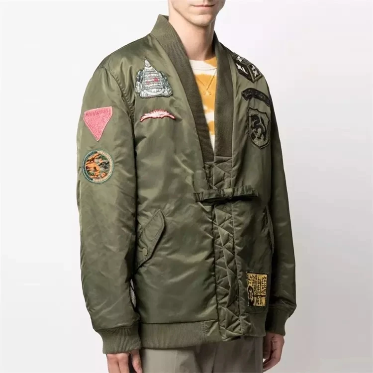 Designer Outdoor Patchwork Aviator Jacket For Men Custom Patchwork Patch Bomber Varsity Flight Jacket