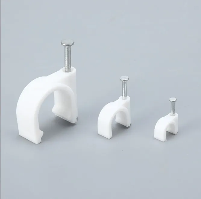 5mm plastic round nail cable holder clip/nail cable clip/cable clip nails steel