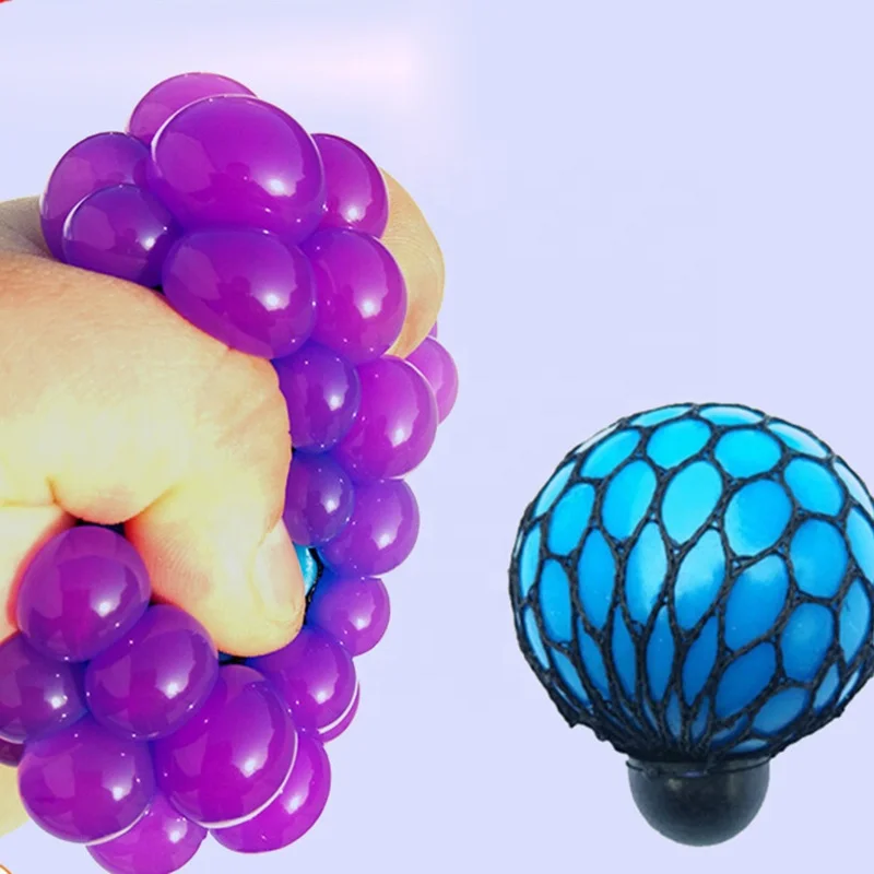 5cm 6cm Mesh Squishy Balls Stress Relief Squeeze Grape Balls Relieve Pressure Balls for Adults Gifts Promotional Toy Rubber
