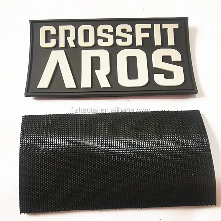 ZT custom personalized fashion branded name logo embossed printed PVC badges with hook and loop sticky backing