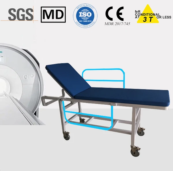 MRI compatible stretcher trolley/ MR conditional to 1.5T and 3.0T MR system/ aluminium alloy material